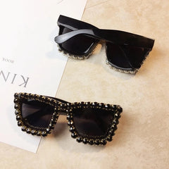 Oversized Black Diamanté’s Glamour Glasses