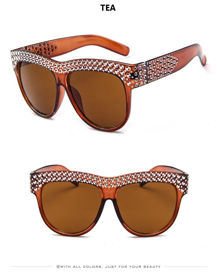 Oversized Diamanté Trendy Sunglasses