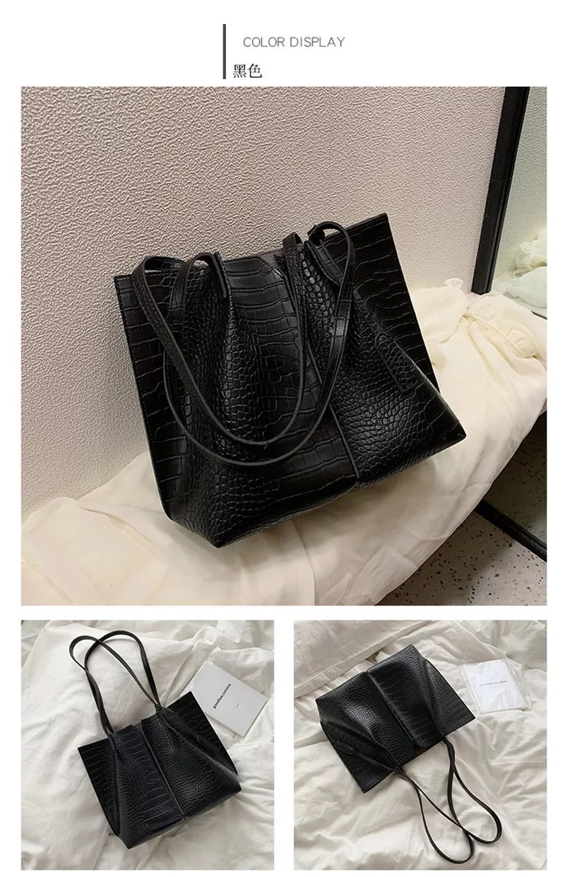 Cecilia 2pcs Set tote bag ( Black )