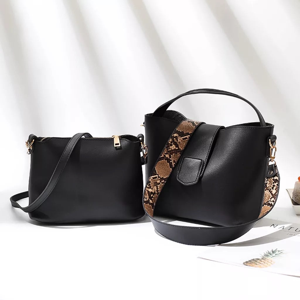 ARIELLE BLACK 2PCS HANDBAG SET