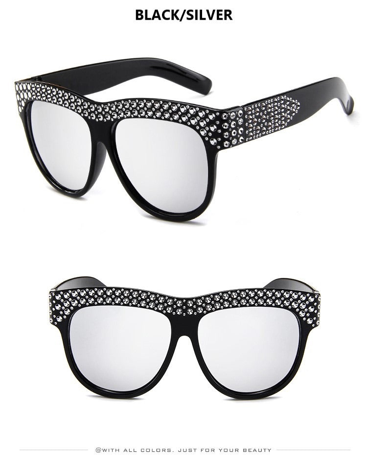 Oversized Diamanté Trendy Sunglasses