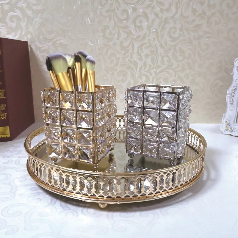 Elegant crystal Square Make Up Brush Holder