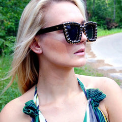 Oversized Black Diamanté’s Glamour Glasses